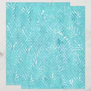 White Branches on Teal Scrapbook Paper