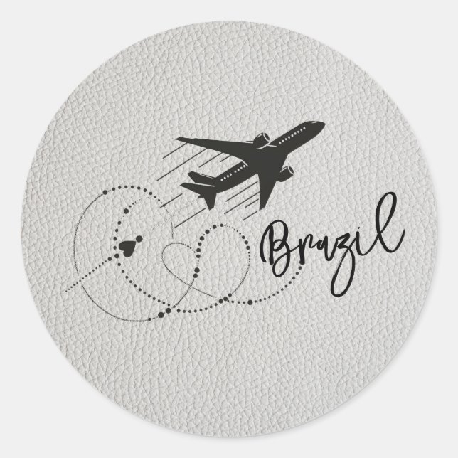 White Brazil Passport Classic Round Sticker (Front)