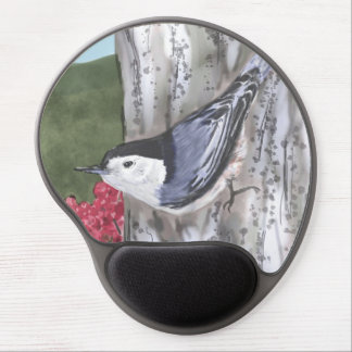 White-Breasted Nuthatch and Pink Flowers Mousepad