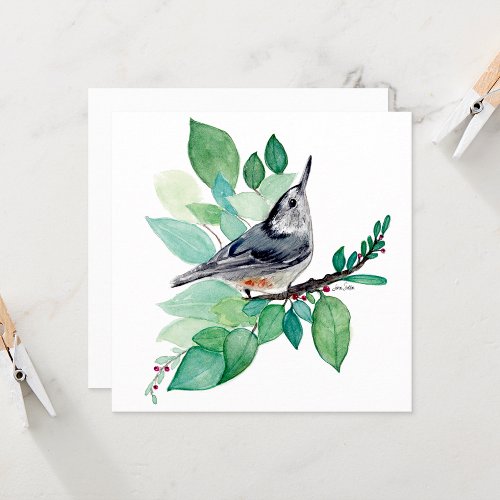 White Breasted Nuthatch Bird Card