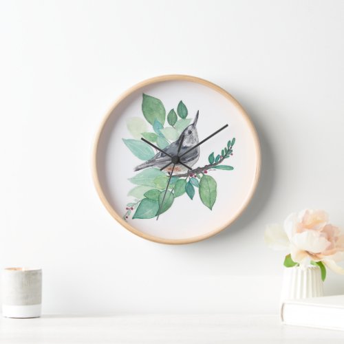 White Breasted Nuthatch Bird Home Dcor Wall Clock