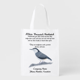 White Breasted Nuthatch Bird Info Reusable Bags