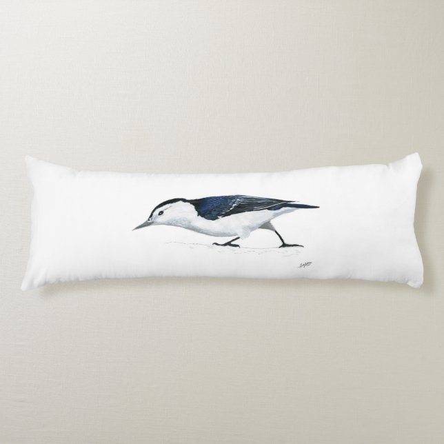 White breasted Nuthatch Body Pillow (Front)