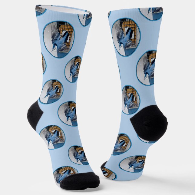 White-Breasted Nuthatch Flying Original Photo Socks (Angled)