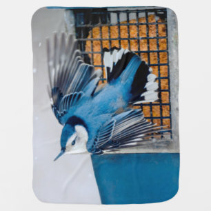 White-Breasted Nuthatch in Snow - Original Photo Baby Blanket