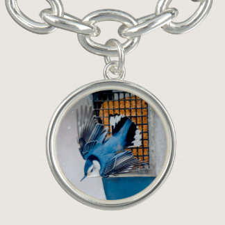 White-Breasted Nuthatch in Snow - Original Photo Bracelet