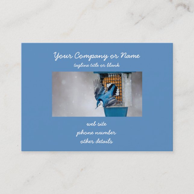 White-Breasted Nuthatch in Snow - Original Photo Business Card (Front)
