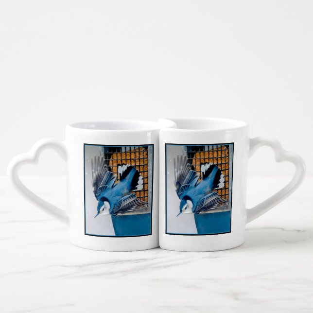White-Breasted Nuthatch in Snow - Original Photo Coffee Mug Set (Front Nesting)