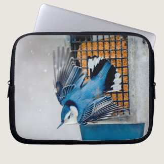 White-Breasted Nuthatch in Snow - Original Photo Laptop Sleeve