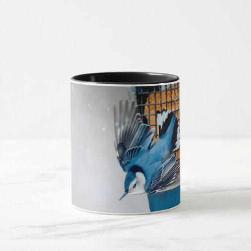 White_Breasted Nuthatch in Snow _ Original Photo Mug