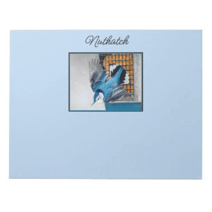 White-Breasted Nuthatch in Snow - Original Photo Notepad