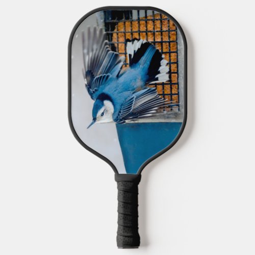 White_Breasted Nuthatch in Snow _ Original Photo Pickleball Paddle