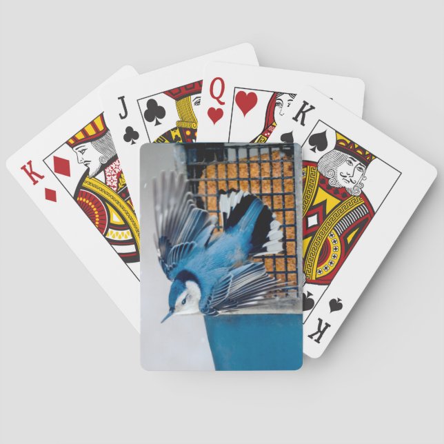 White-Breasted Nuthatch in Snow - Original Photo Poker Cards (Back)