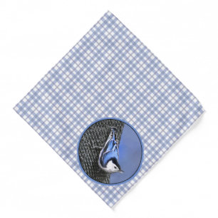 White-Breasted Nuthatch Painting Original Bird Ar Bandana