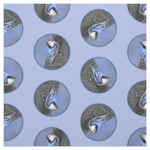  White-Breasted Nuthatch Painting Original Bird Ar Fabric