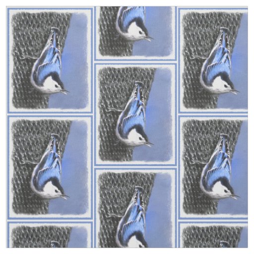 White-Breasted Nuthatch Painting Original Bird Art Fabric