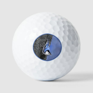 White-Breasted Nuthatch Painting Original Bird Art Golf Balls