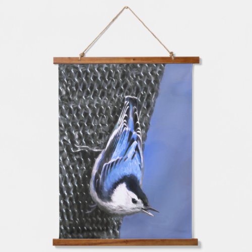 White_Breasted Nuthatch Painting Original Bird Art Hanging Tapestry