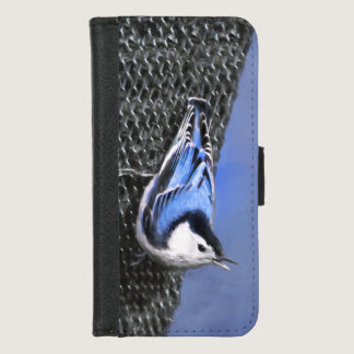 White-Breasted Nuthatch Painting Original Bird Art iPhone 8/7 Wallet Case
