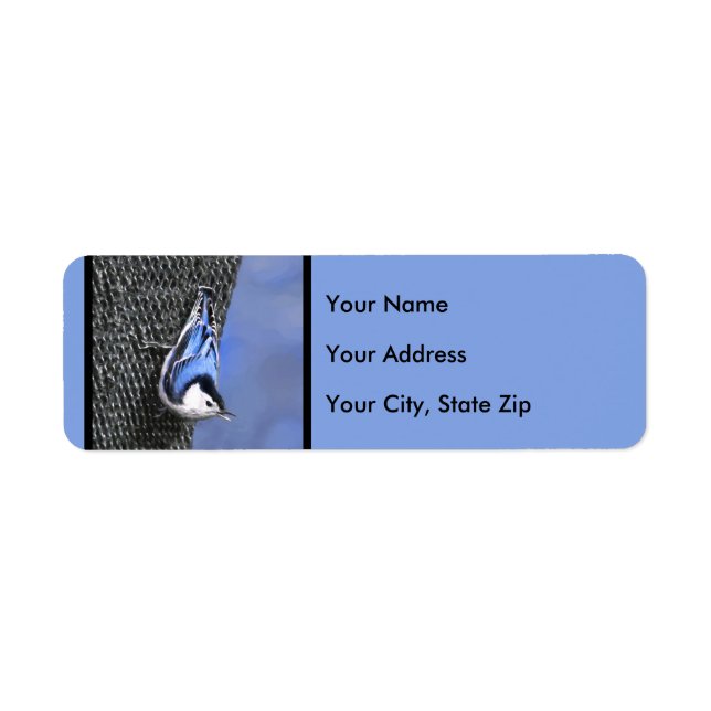 White-Breasted Nuthatch Painting Original Bird Art Label (Front)