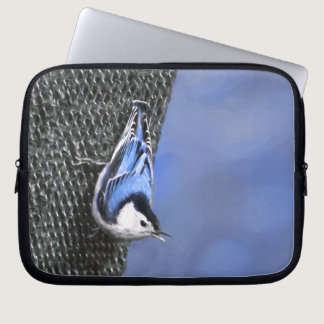 White-Breasted Nuthatch Painting Original Bird Art Laptop Sleeve