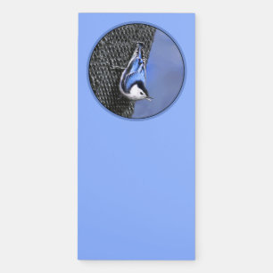 White-Breasted Nuthatch Painting Original Bird Art Magnetic Notepad