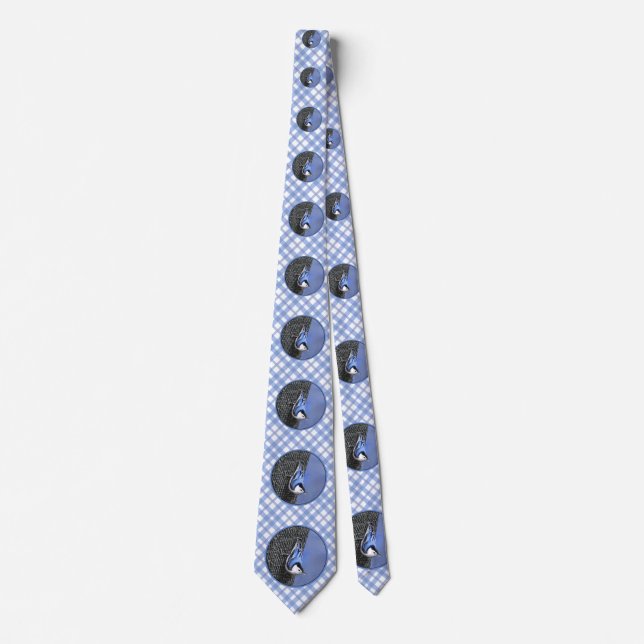 White-Breasted Nuthatch Painting Original Bird Art Neck Tie (Front)