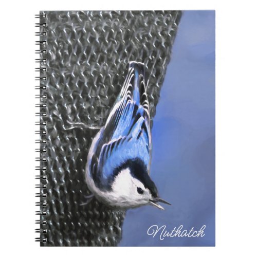 White_Breasted Nuthatch Painting Original Bird Art Notebook
