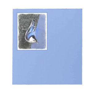 White-Breasted Nuthatch Painting Original Bird Art Notepad