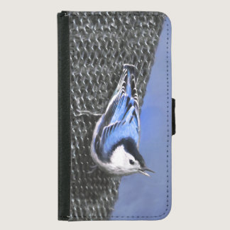 White-Breasted Nuthatch Painting Original Bird Art Wallet Phone Case For Samsung Galaxy S5