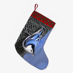 White-Breasted Nuthatch Painting Original Bird Art Small Christmas Stocking