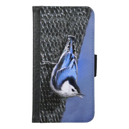 White-Breasted Nuthatch Painting Original Bird Art Wallet Phone Case For Samsung Galaxy S6