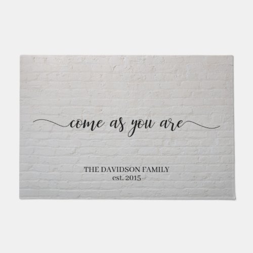 White Brick Come As You Are Personalized Welcome Doormat