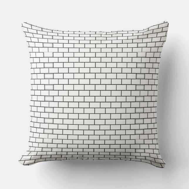 White Brick Pattern Throw Pillow (Front)