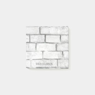 White Brick Wall Add Name 3x3 Post-it Notes