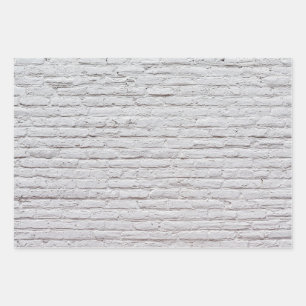White Brick Wall Background Wrapping Paper Sheets