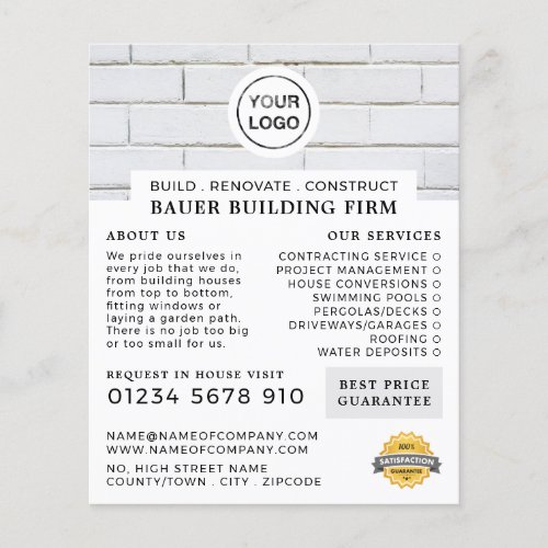 White Brick Wall Building Firm Builders Advert Flyer