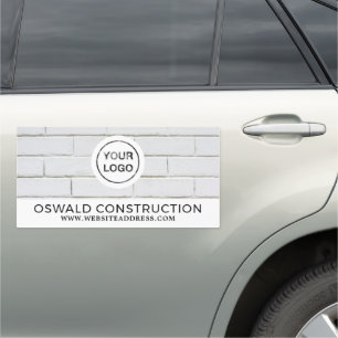 White Brick Wall, Building Firm, Builders Car Magnet