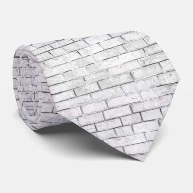 White Brick Wall Pattern Neck Tie (Rolled)