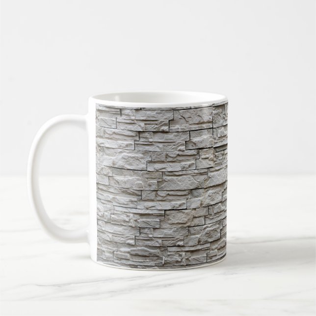White brick wall pattern texture coffee mug (Left)