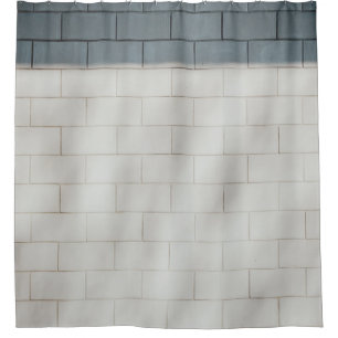 White brick wall shower curtain