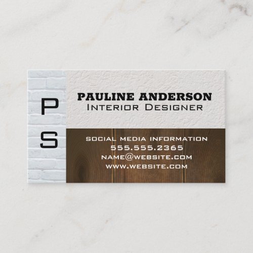 White Brick Wall  Wooden Boards Business Card