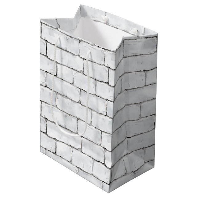 White Bricks Medium Gift Bag (Front Angled)