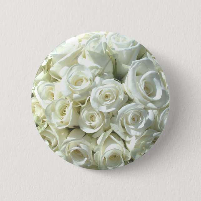 White Bridal Bouquet Button - Customizable (Front)