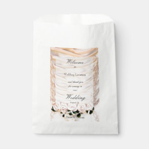 White Bridal Dress with Roses Wedding Favor Bag