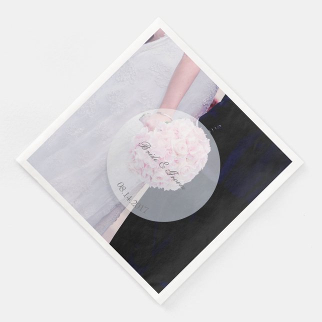 White Bridal Dress with Roses Wedding Paper Dinner Napkins (Corner)