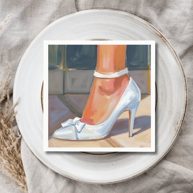 White Bridal Heels Wedding Napkins (Creator Uploaded)