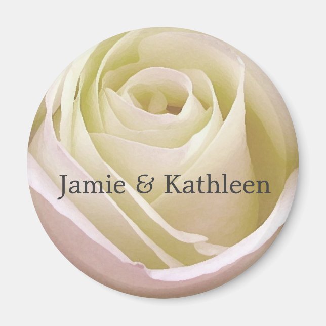 White bridal rose magnet (Front)
