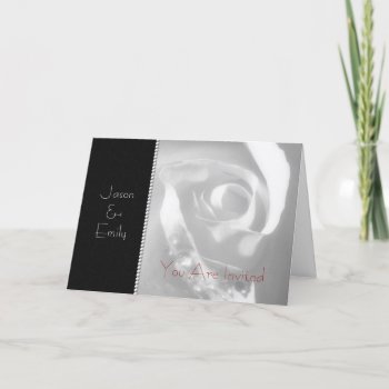 White Bridal Rose Wedding Invitation Card by PhotographyTKDesigns at Zazzle