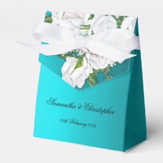 White Bridal Roses on Turquoise Wedding